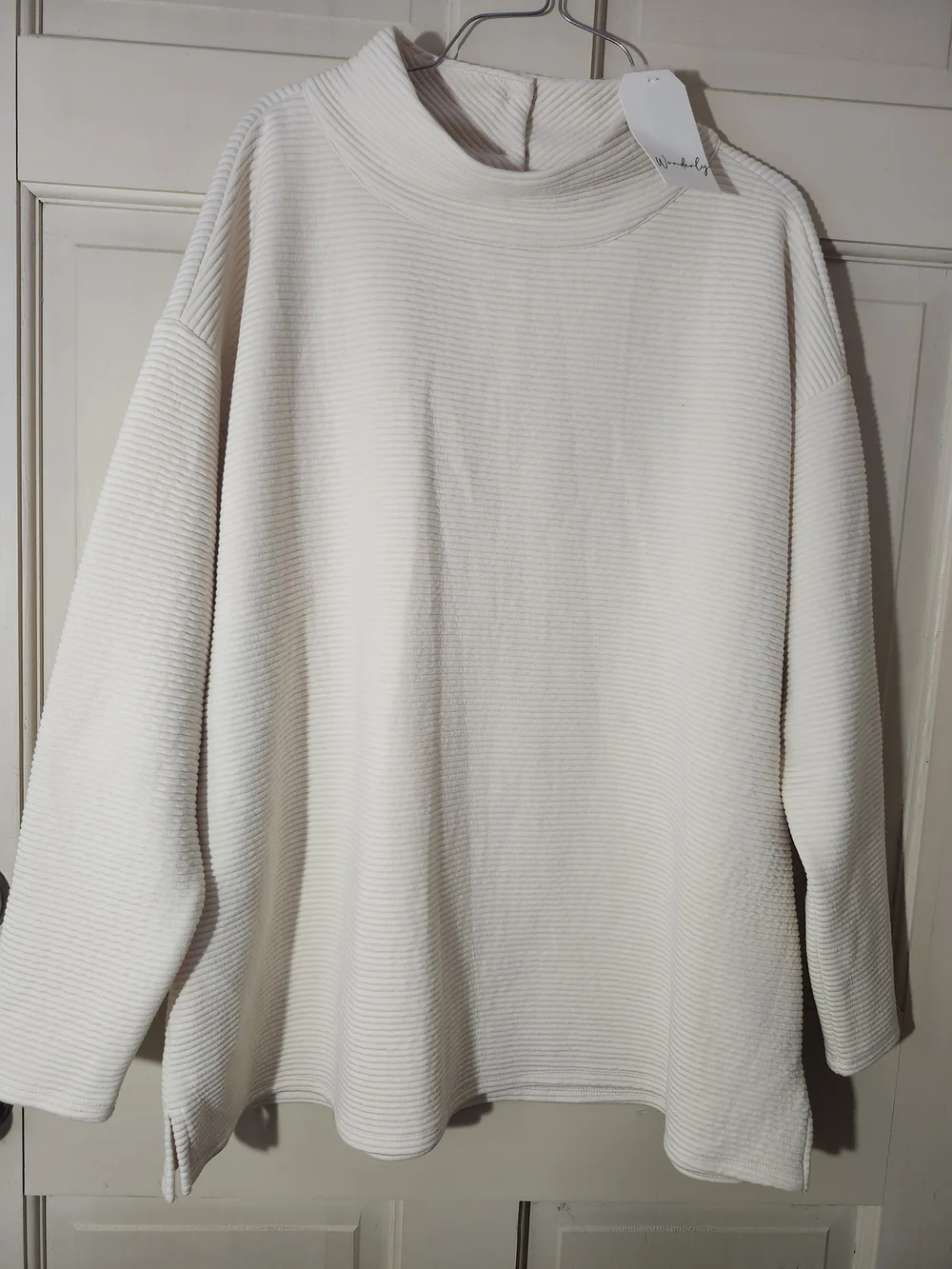 Wonderly Ivory Ribbed Mock Neck Sweatshirt
